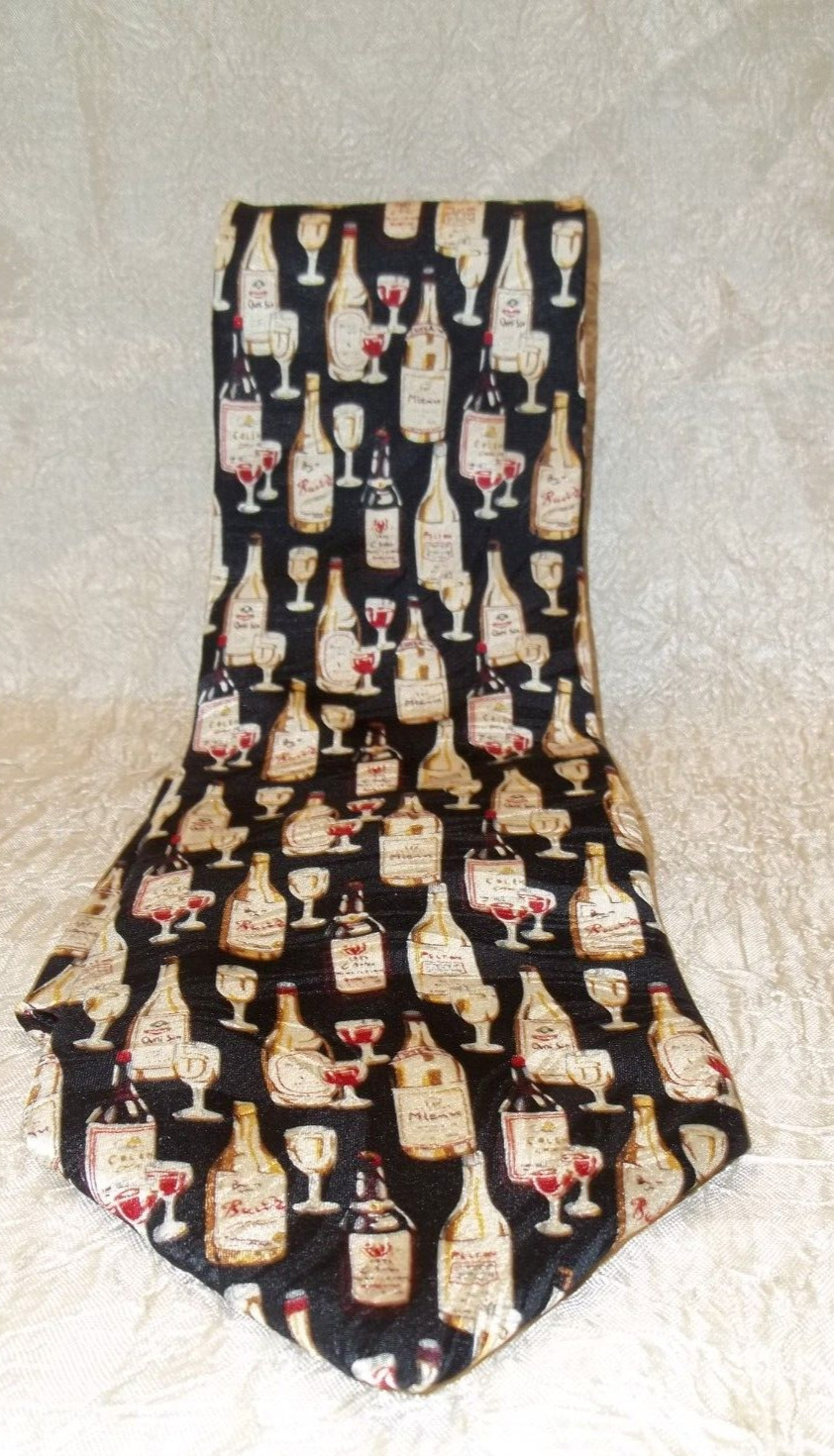 Museum Artifacts Wine Bottle Silk Tie Made in USA Handmade Wine Lover Necktie
