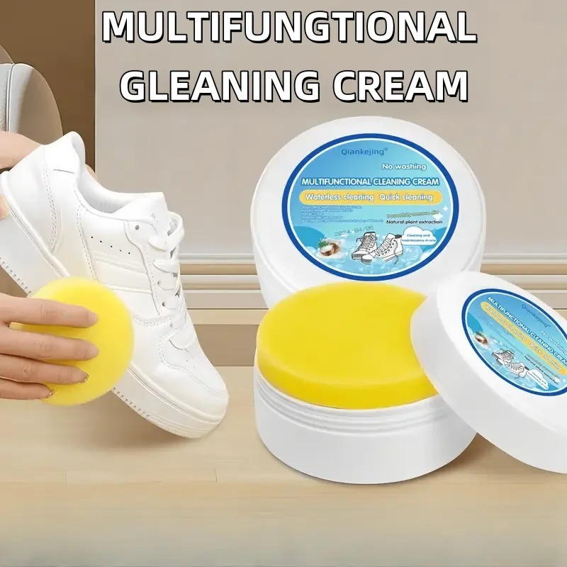 Shoe Cleaning Cream Multi-Functional Cleaning & Stain Removal Cream with Sponge
