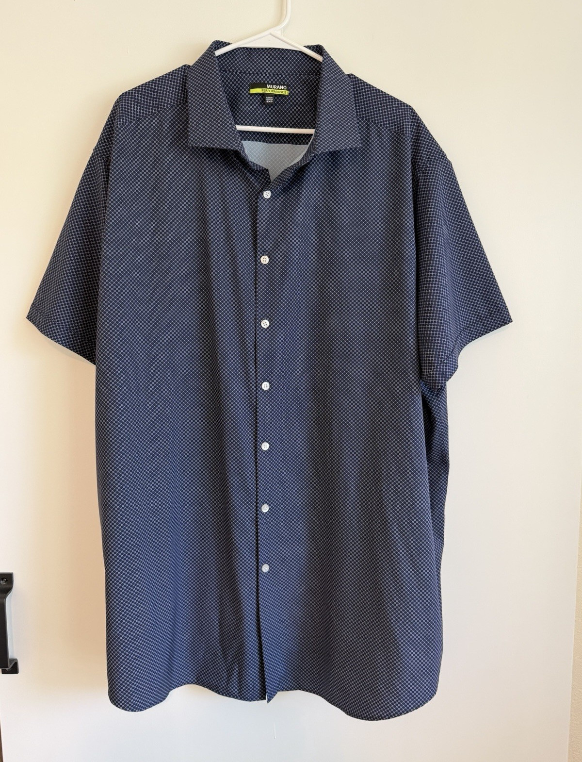 Murano Performance Men’s 3XB Big & Tall Blue Geometric Short Sleeve Button-Up