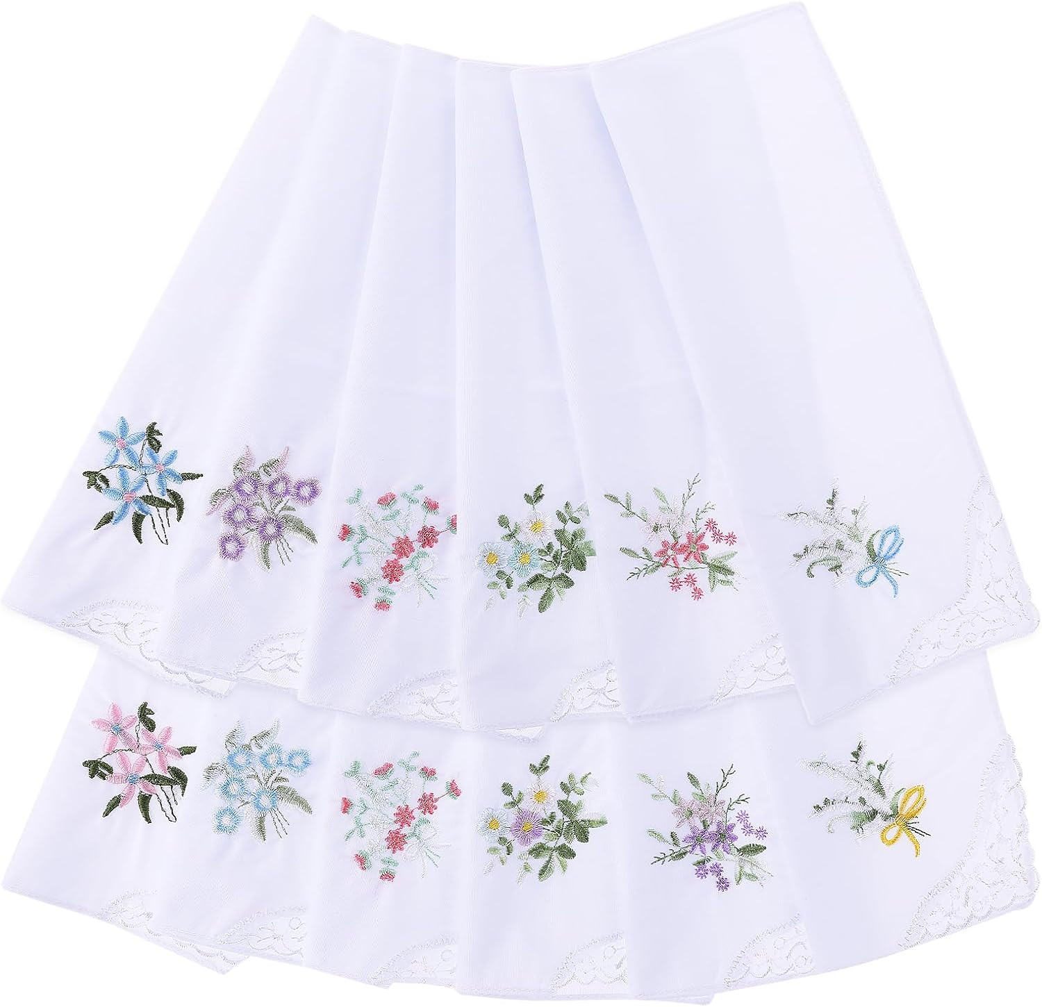 Vintage Floral Lace Handkerchiefs – 12Pcs Soft Cotton Women’S Embroidery Hankies