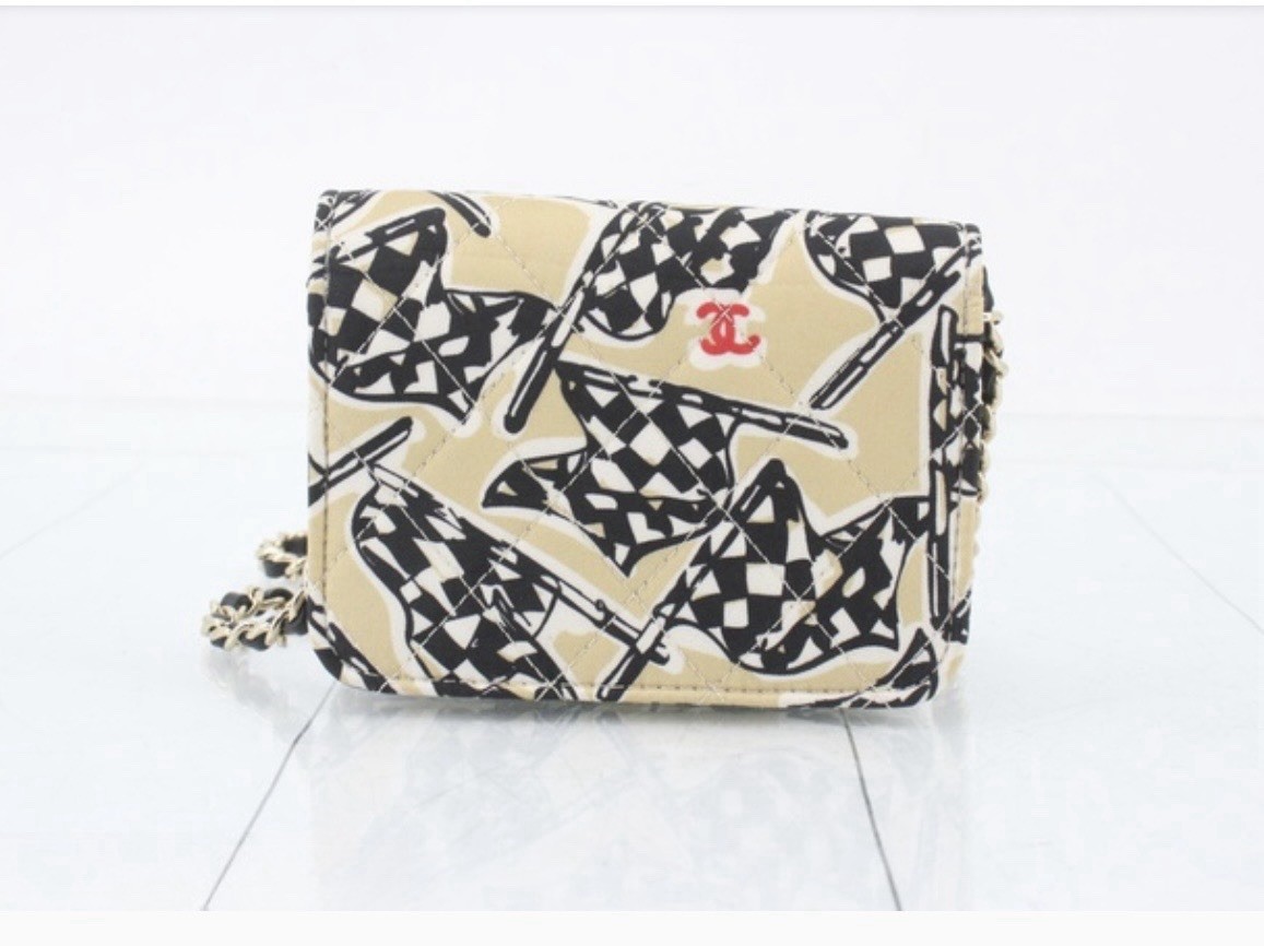 CHANEL Limited Edition Checkered Flag Mini Chain Shoulder Crossbody Microchi Bag
