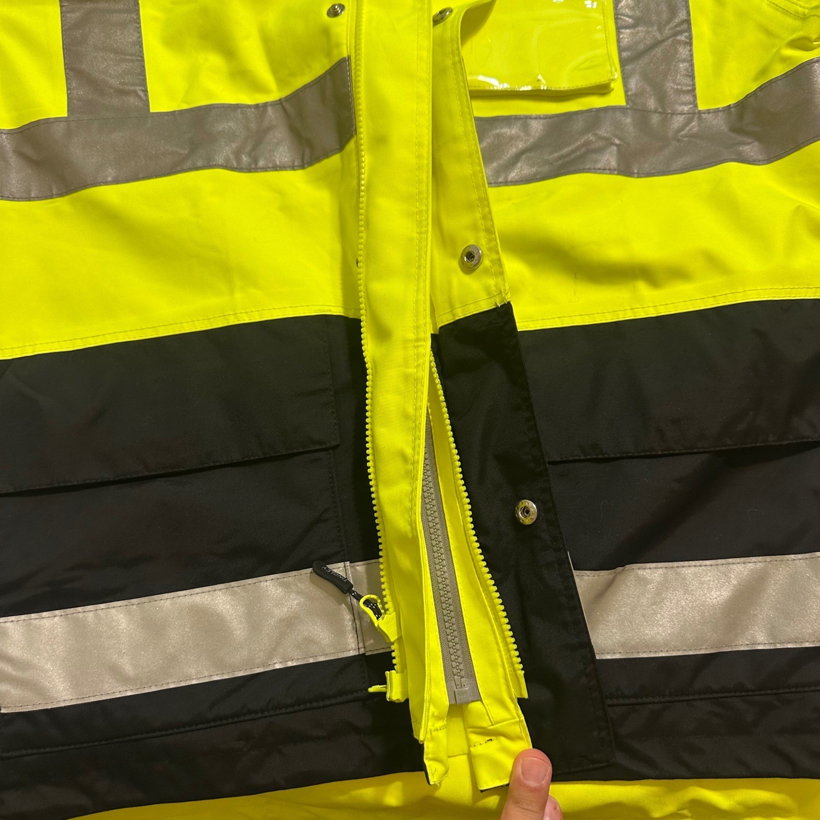 Tingley Jacket Mens M Yellow High Visibility Reflective Zip Hooded Outdoor Shell