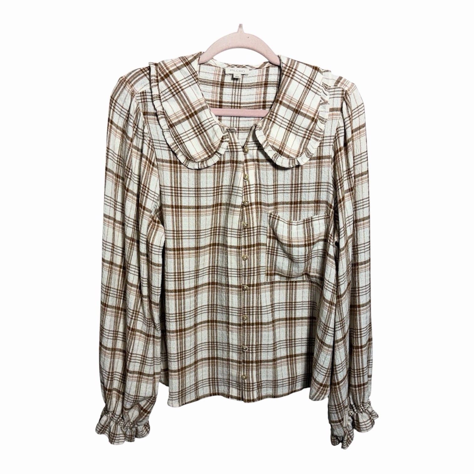 Pilcro Anthropologie The Keira button down plaid shirt Size Large