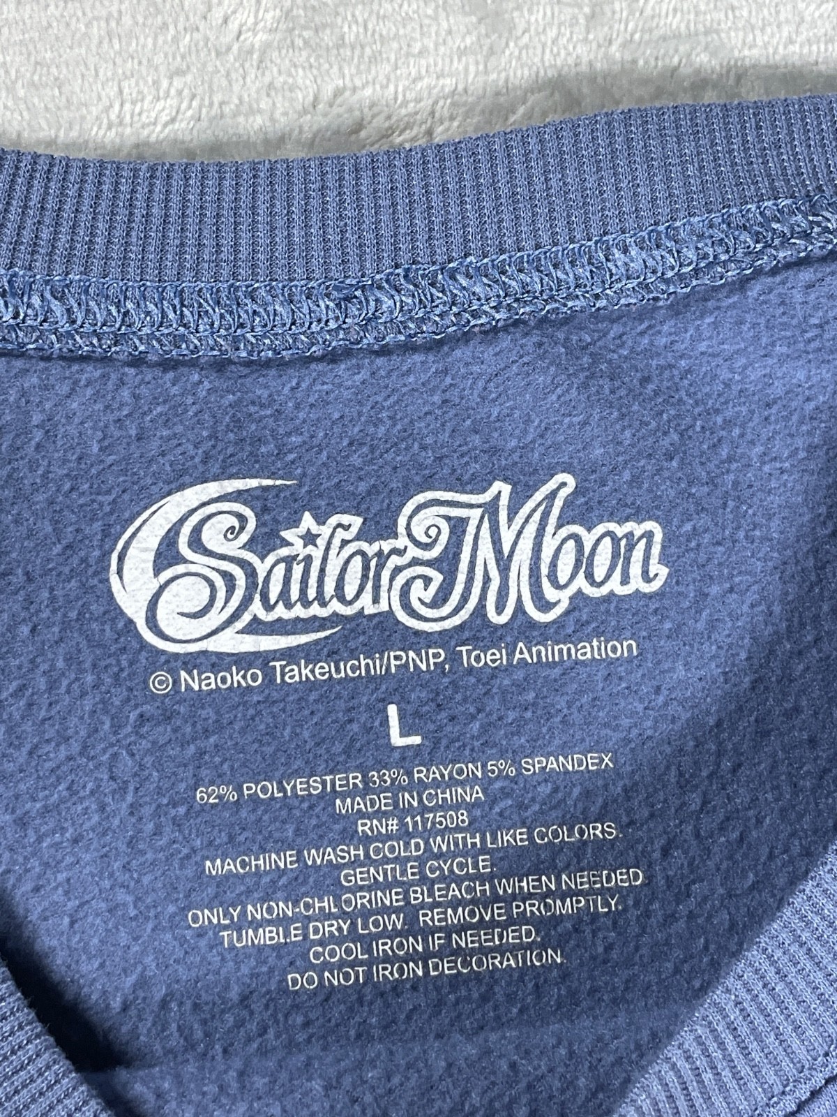 Sailor Moon Sweatshirt Women L Blue Crewneck Graphic Anime Manga Toei Animation