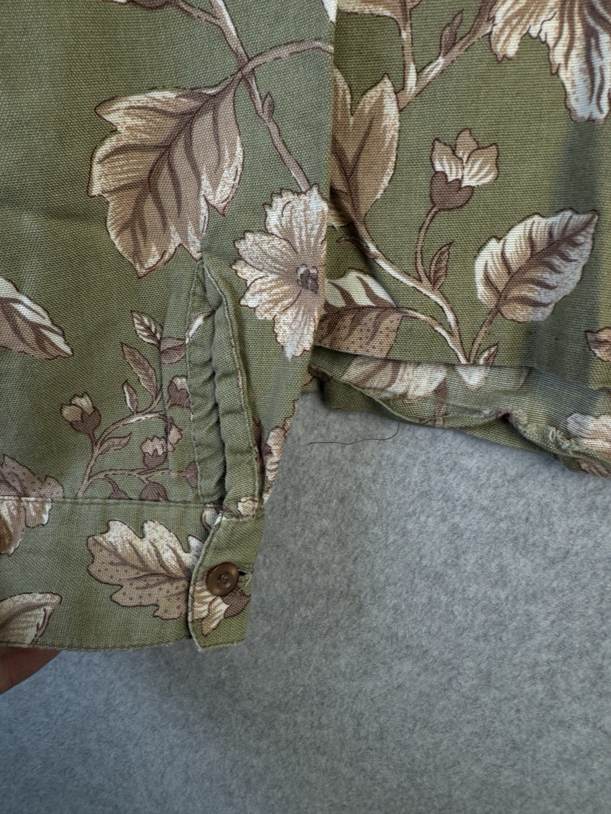 VTG Lemon Grass XL Green Floral Button Down Shirt 100% Cotton 90s Eclectic