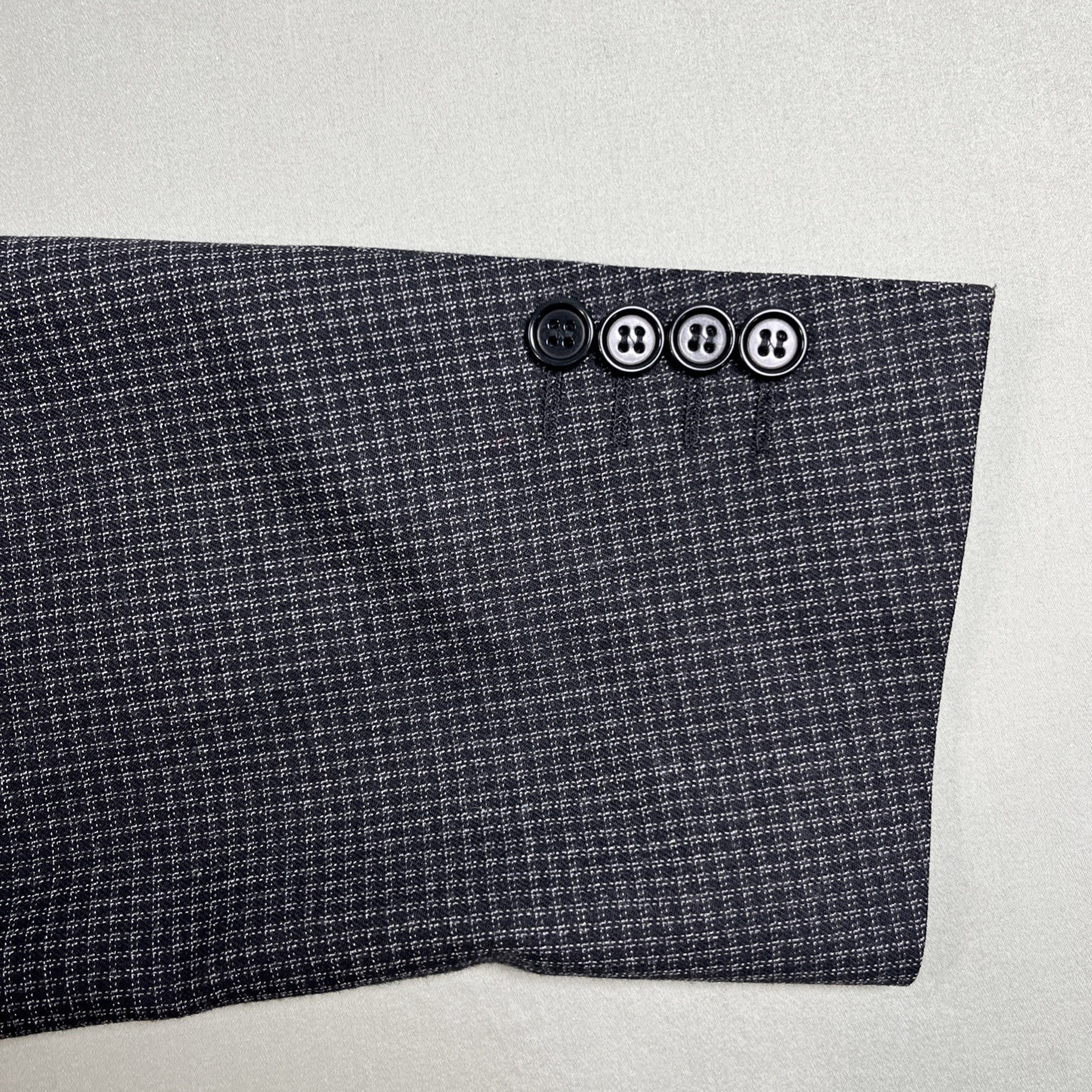Canali Mens Wool Micro Check Textured Weave Black Blazer Jacket EU 50 /US 40R