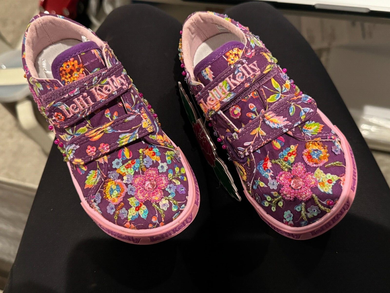 Lelli Kelly LK 9413 Angel Baby Purple Hand Beaded Hook Loop Flower Tennis Floral