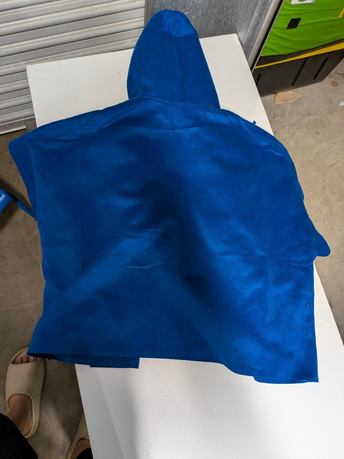 thick blue poncho