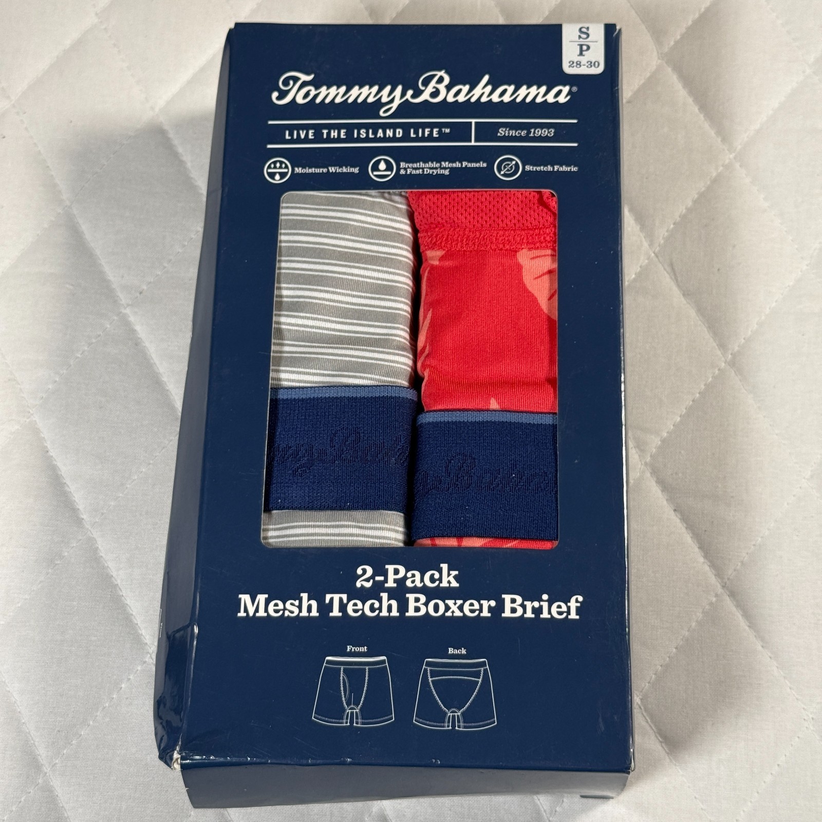 Tommy Bahama Mesh Tech Boxer Briefs 2‑Pack Men’s Small Red/Gray NWT