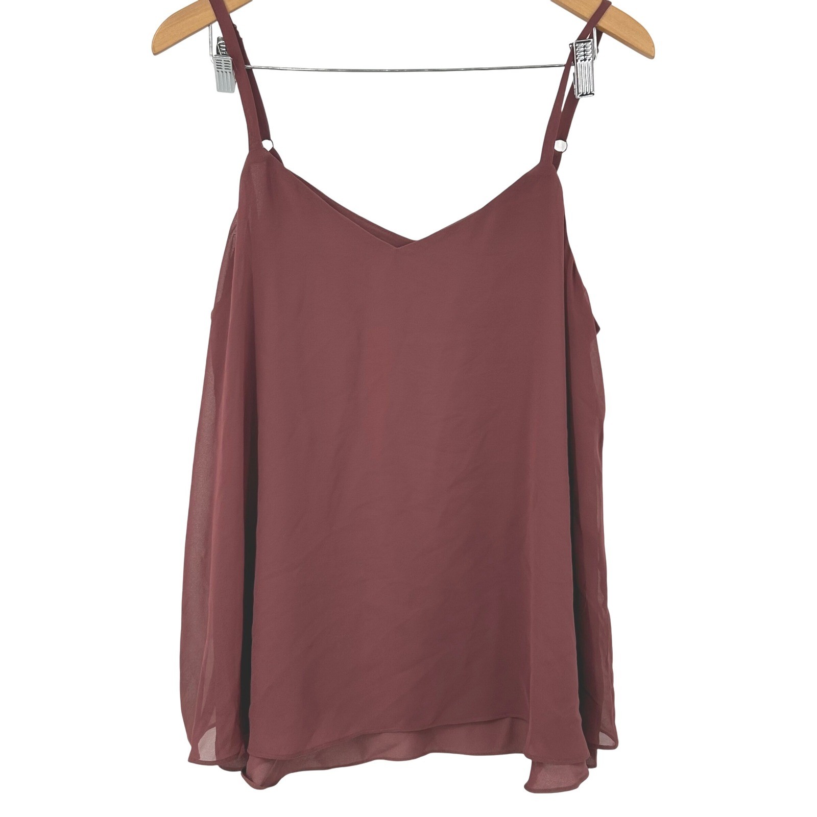 Womens Plus Size Torrid Chiffon Camisole Rosewood Mauve Layered Tank Top 0 L