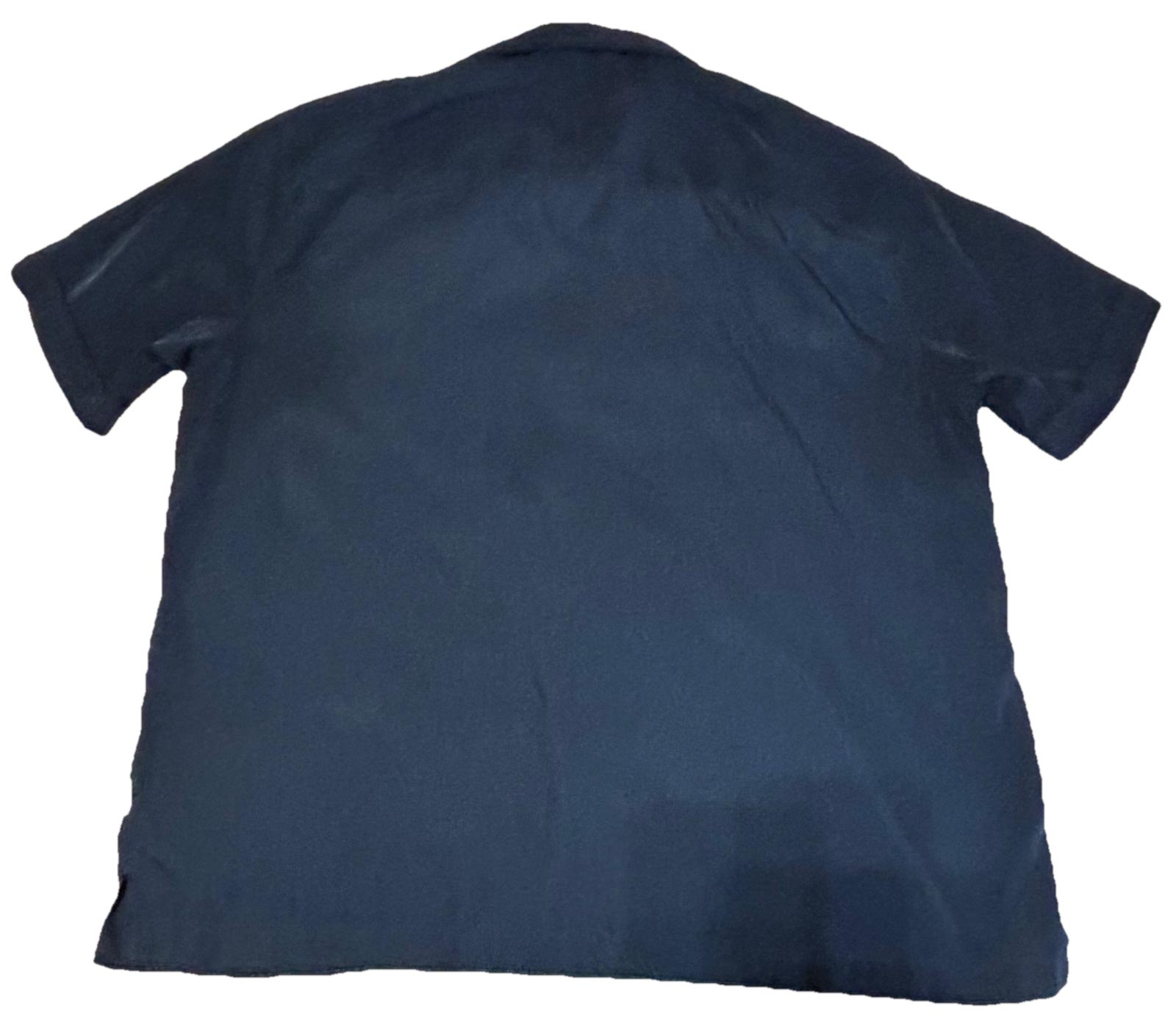 Cubavera Men’s Solid Blue Silk Spread Collar Short Sleeve Button-Up Shirt TG