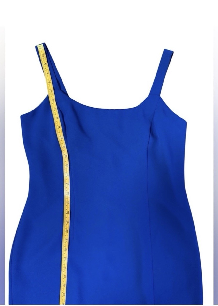 J.R. Nites by Caliendo Blue Maxi Dress Square Neck Lined Side Slit Zip 12