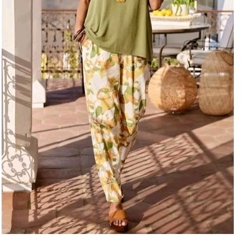 Soft Surroundings Linen Blend Jogger Sz M New Shifting Sands Pull On Sahara Sun