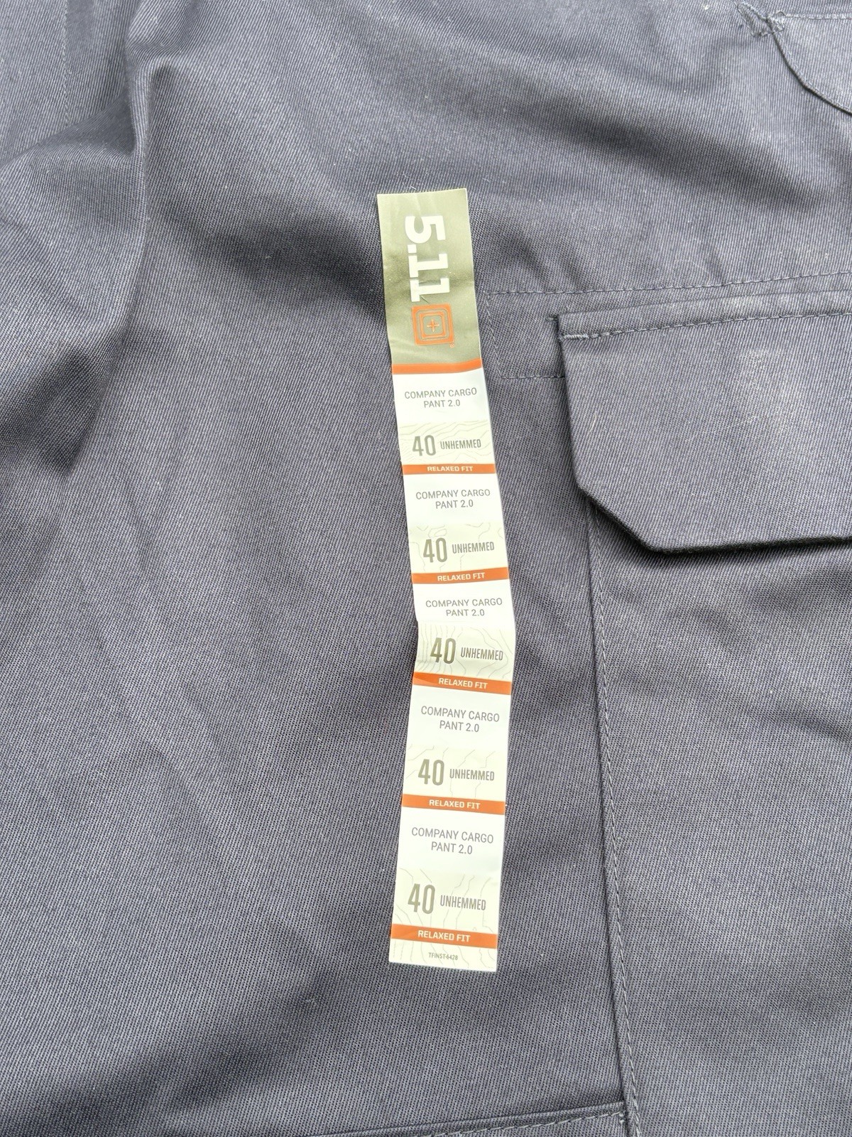 5.11 Tactical Men Pants 38 Blue Cargo Pockets Unhemmed Law Enforcement NWT