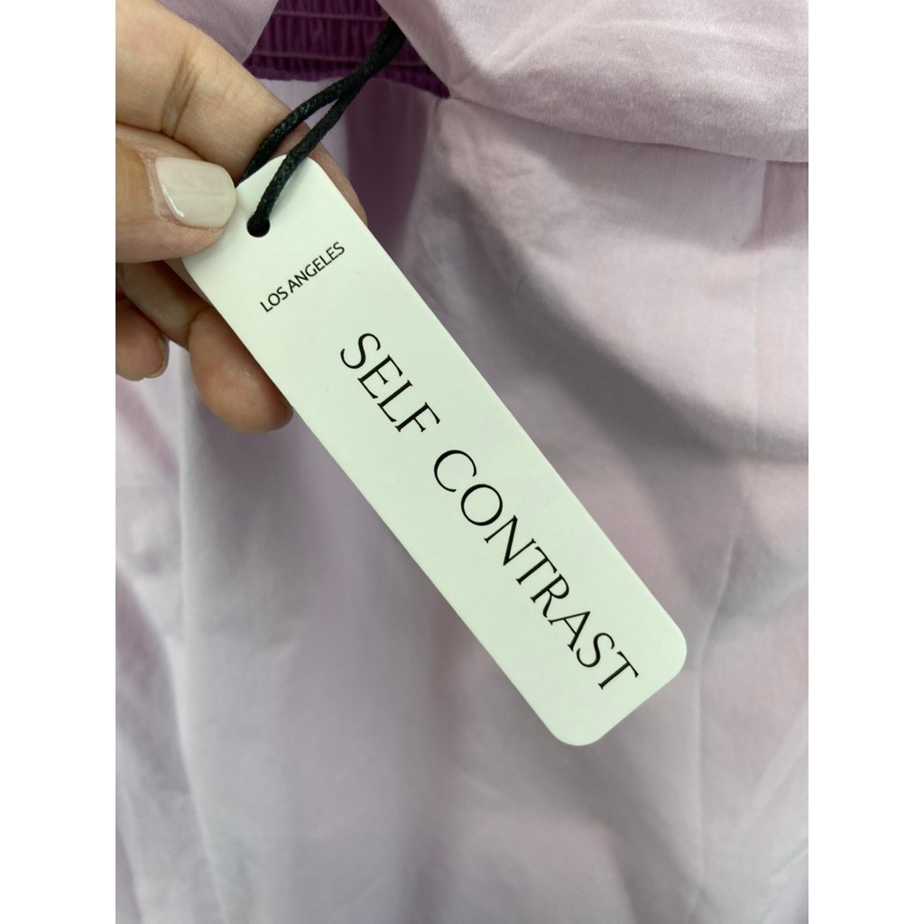 NWT Self Contrast Dress Womens Sz M Halter Midi Lavender Cotton Poplin Slit