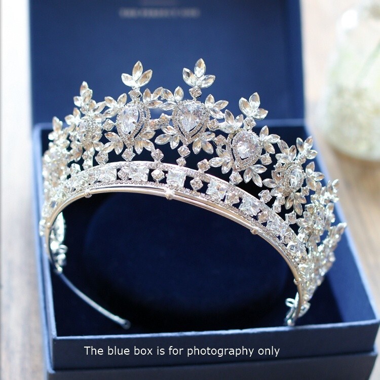 7cm Tall Quality Heart CZ Crystal Wedding Bridal Queen Princess Prom Tiara Crown