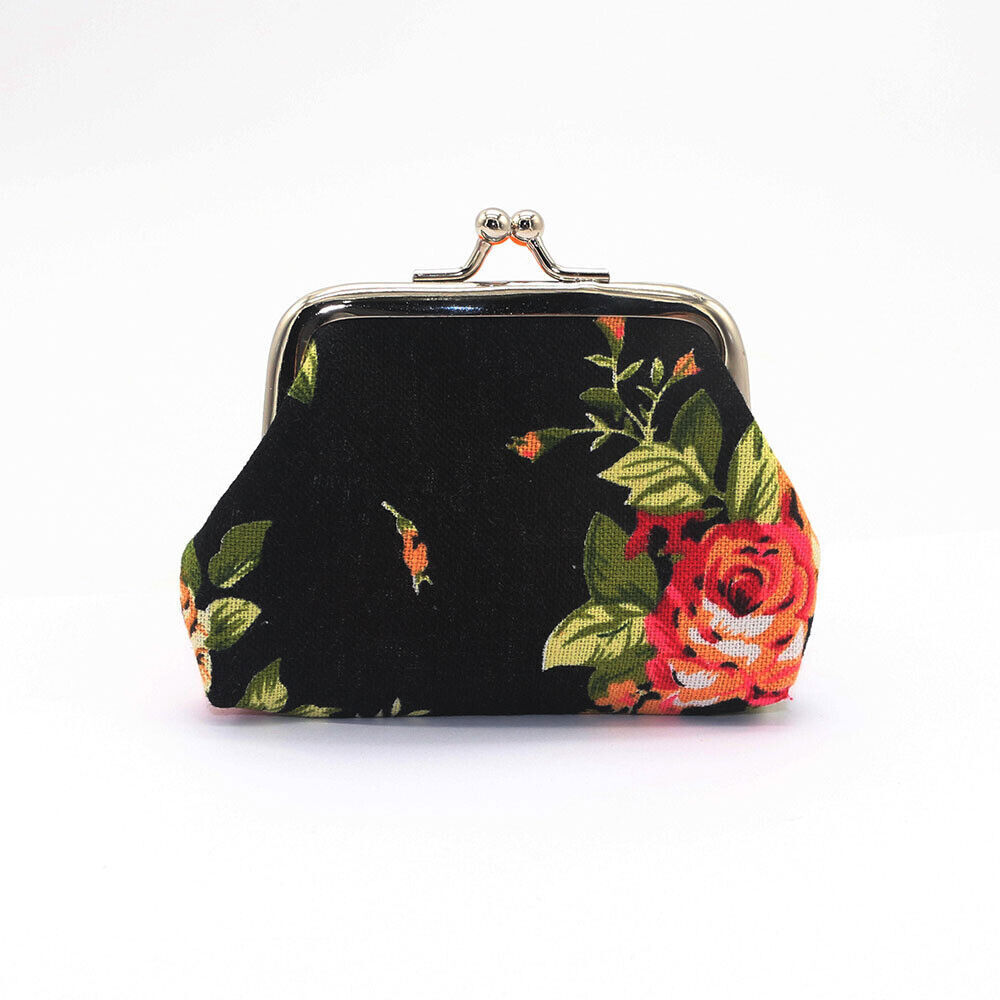 Women Wallet Bags Retro Flower Coin Change Purse Canvas Hasp Clutch Small Wallet