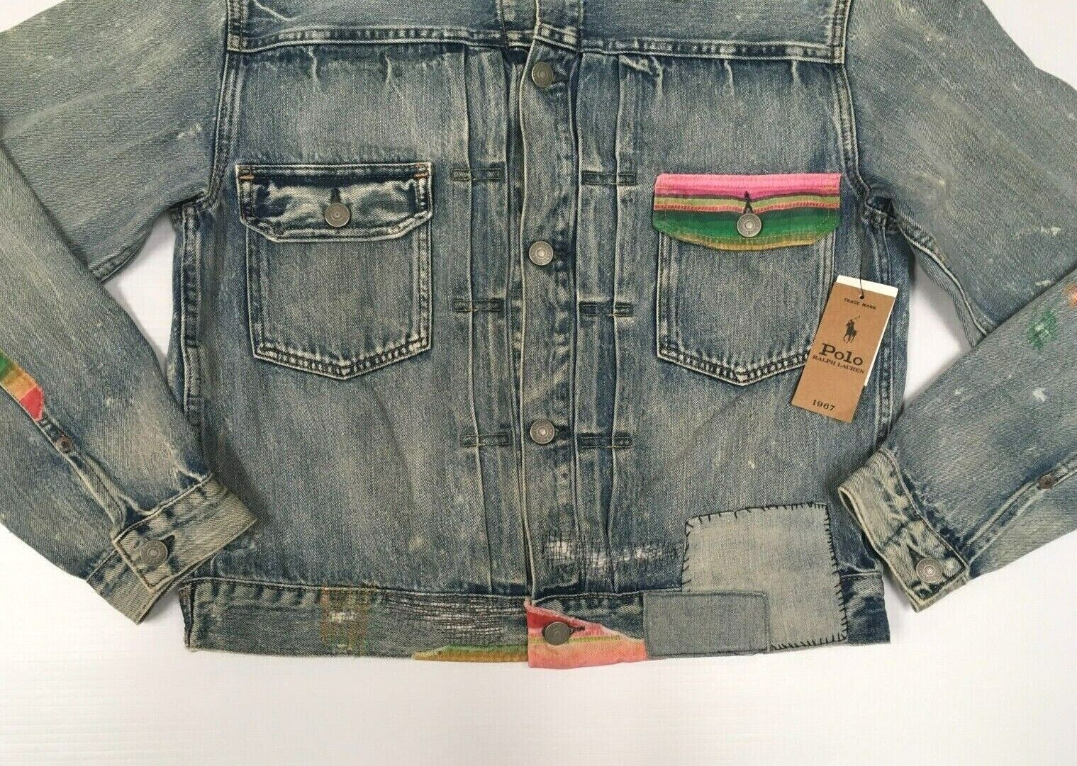 BTS Jimin Polo Ralph Lauren Repaired Patchwork Southwestern Denim Trucker Jacket