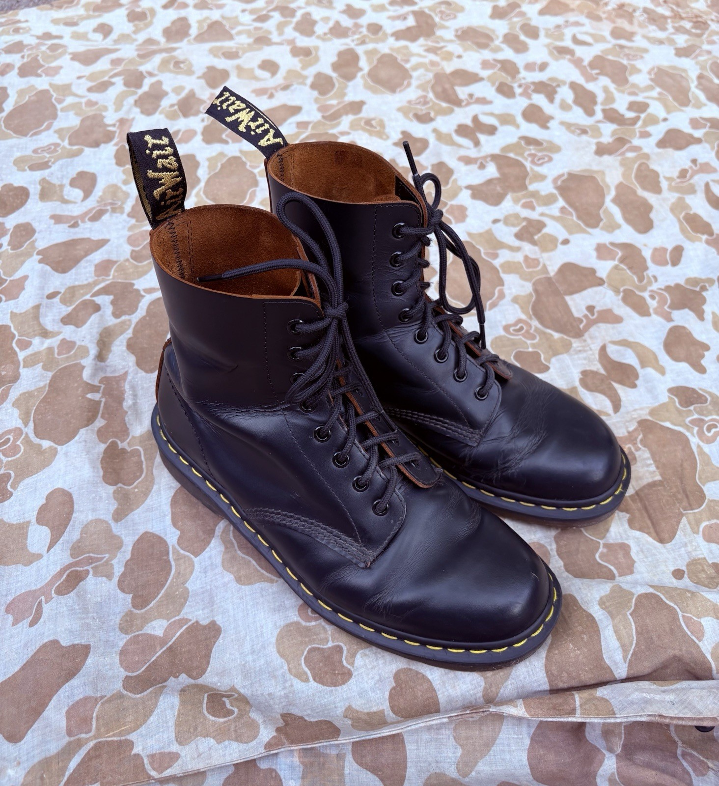 Made in England Doc Dr. Martens 1460 Black Leather Boots