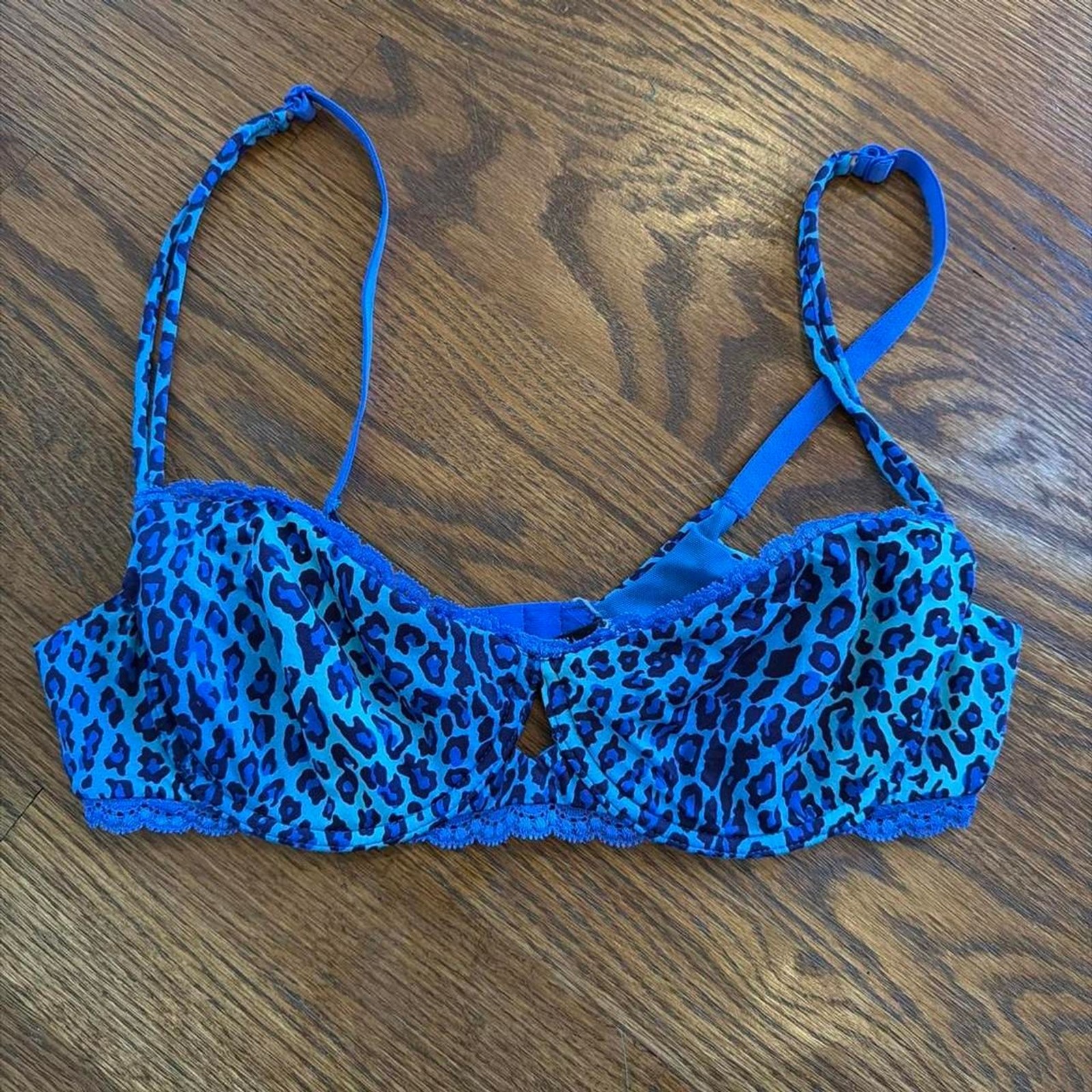 Vtg Cosabella Y2K 2000s vintage blue leopard print bralette 34B