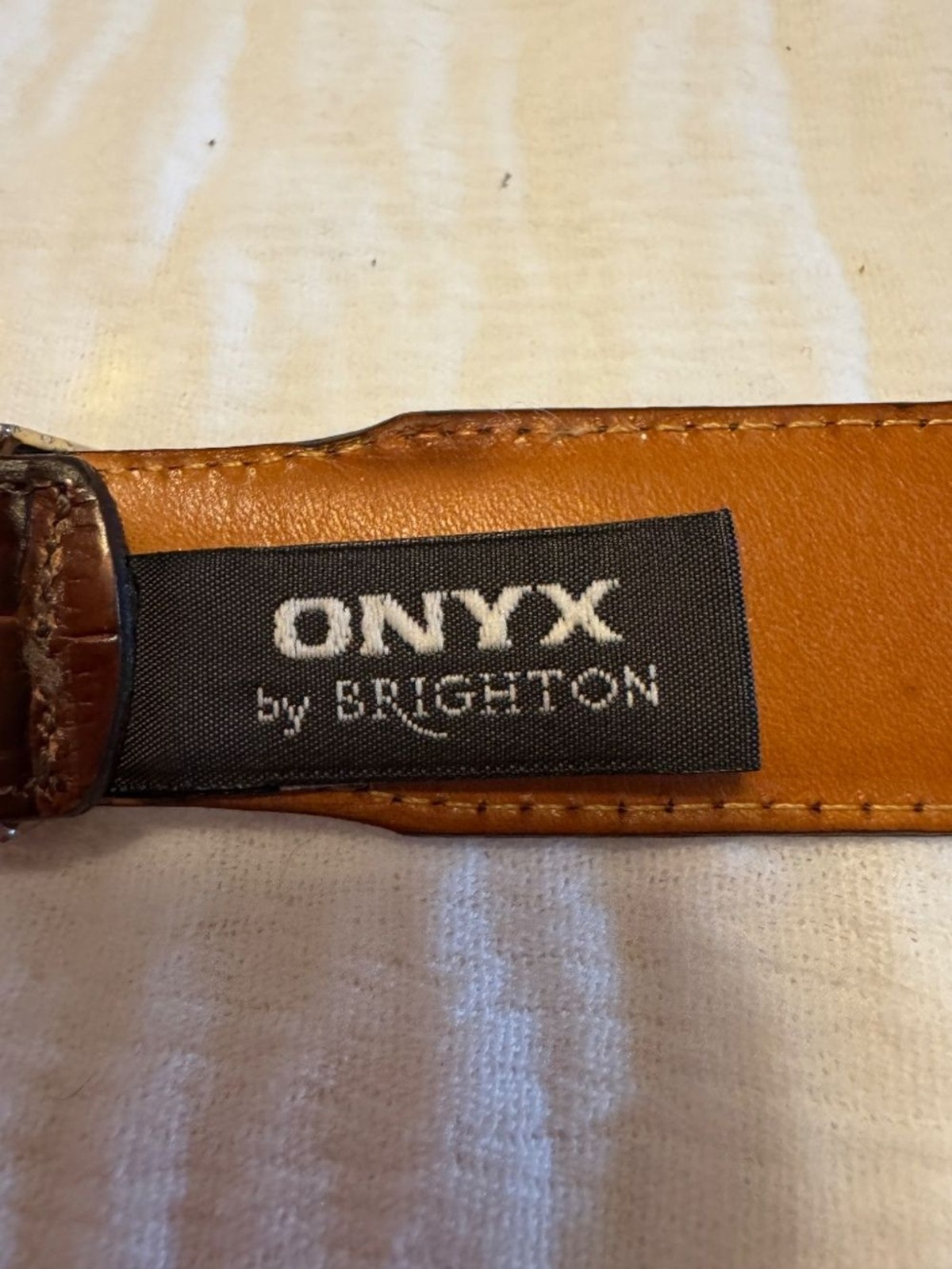 Onyx by Brighton Brown Croc-embossed Leather Belt Size 36