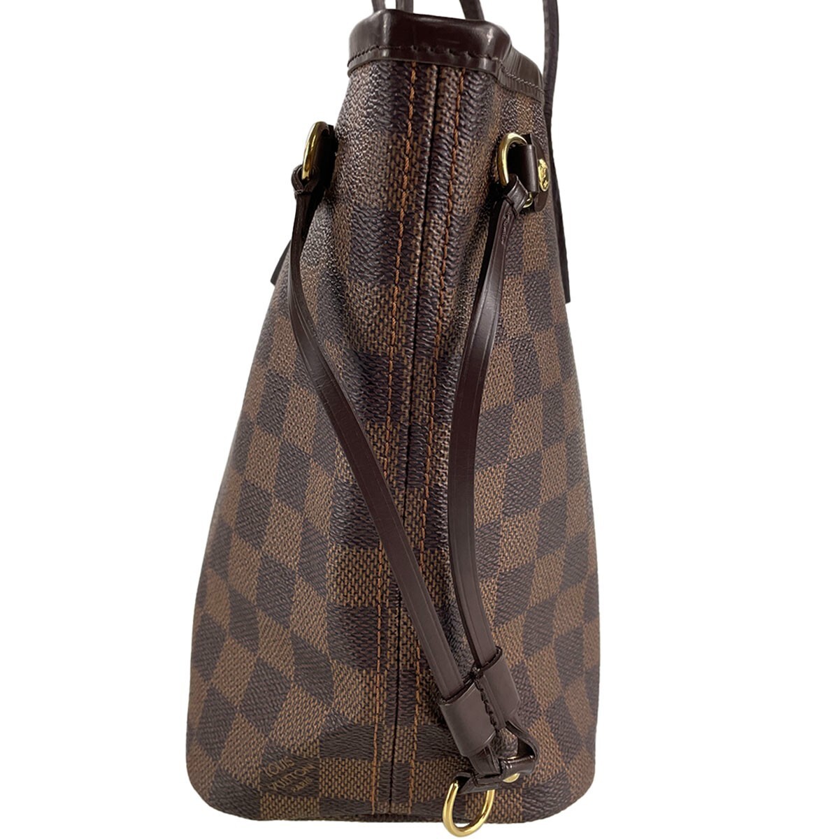 Louis Vuitton Damier Neverfull PM Leather Fabric Brown Tote bag 4104