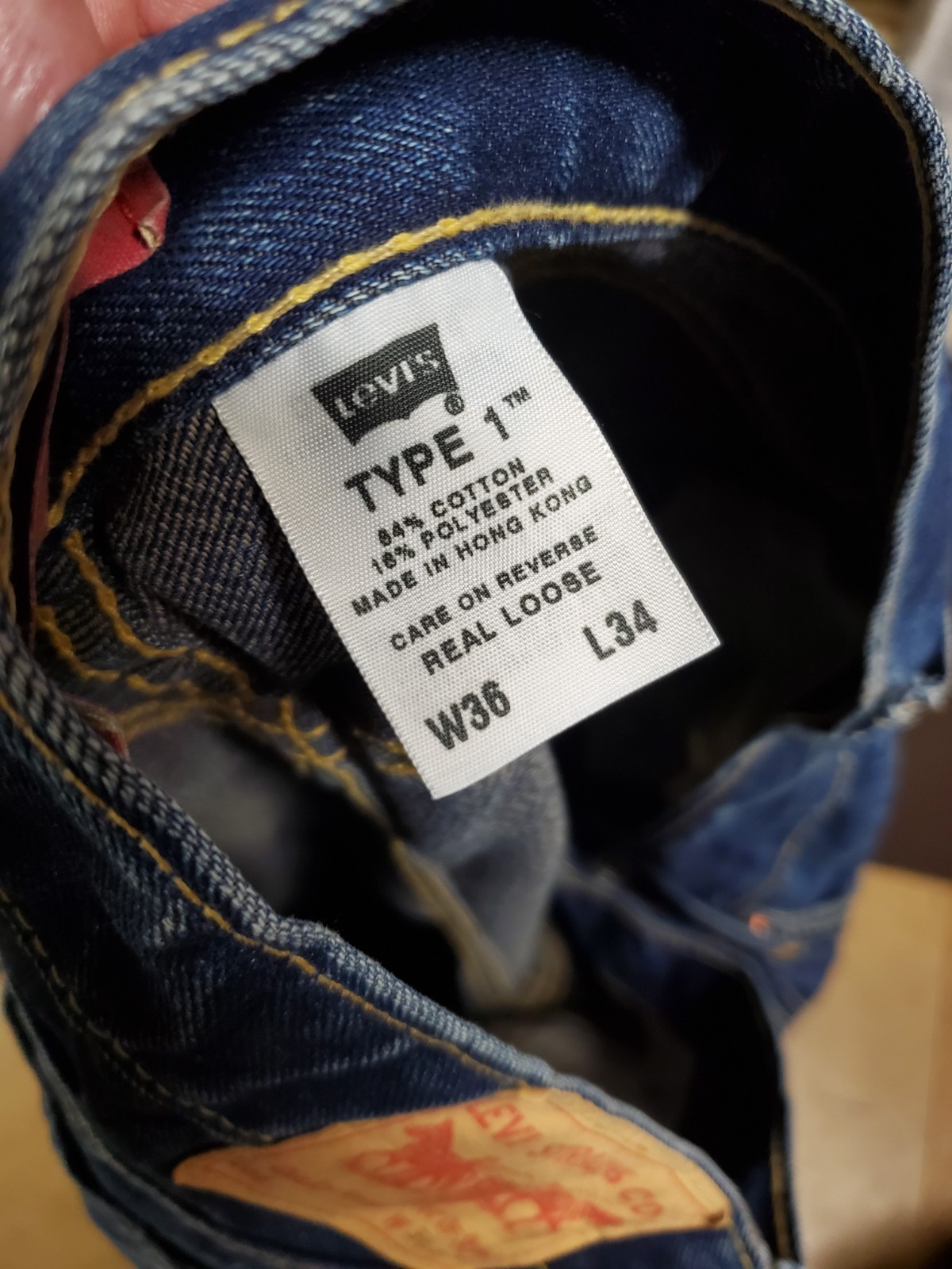LEVI’S TYPE 1 Real Loose Jeans 36×34 Baggy Skate Indigo Blue Vtg Wide Leg