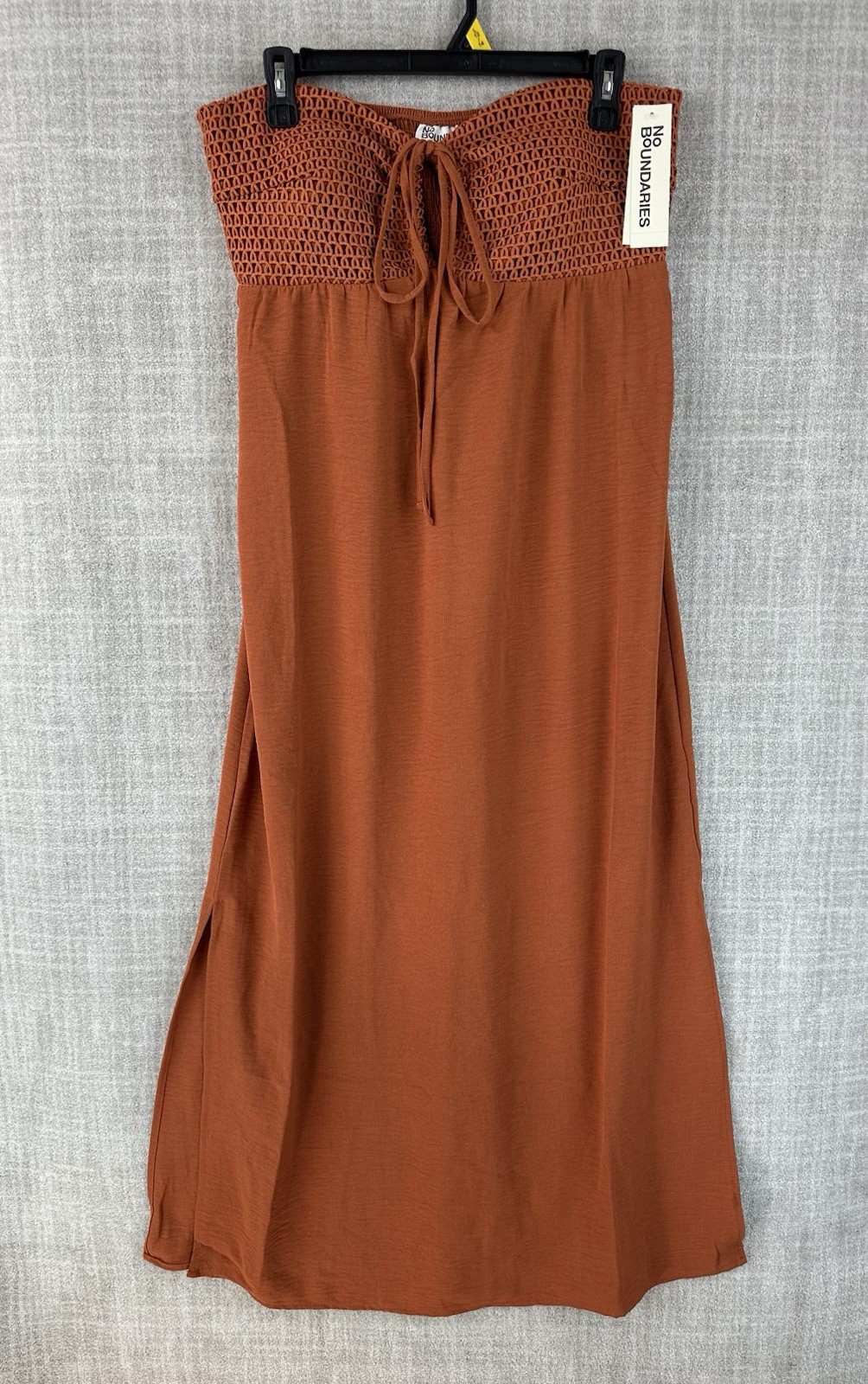 No Boundaries Maxi Dress Womens L (12-14) Saturn Rust Strapless NWT Burnt Orange
