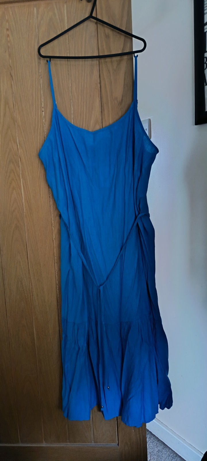 NUTMEG Maxi Dress Size 22 Blue Stretch Strappy Summer Holiday Casual