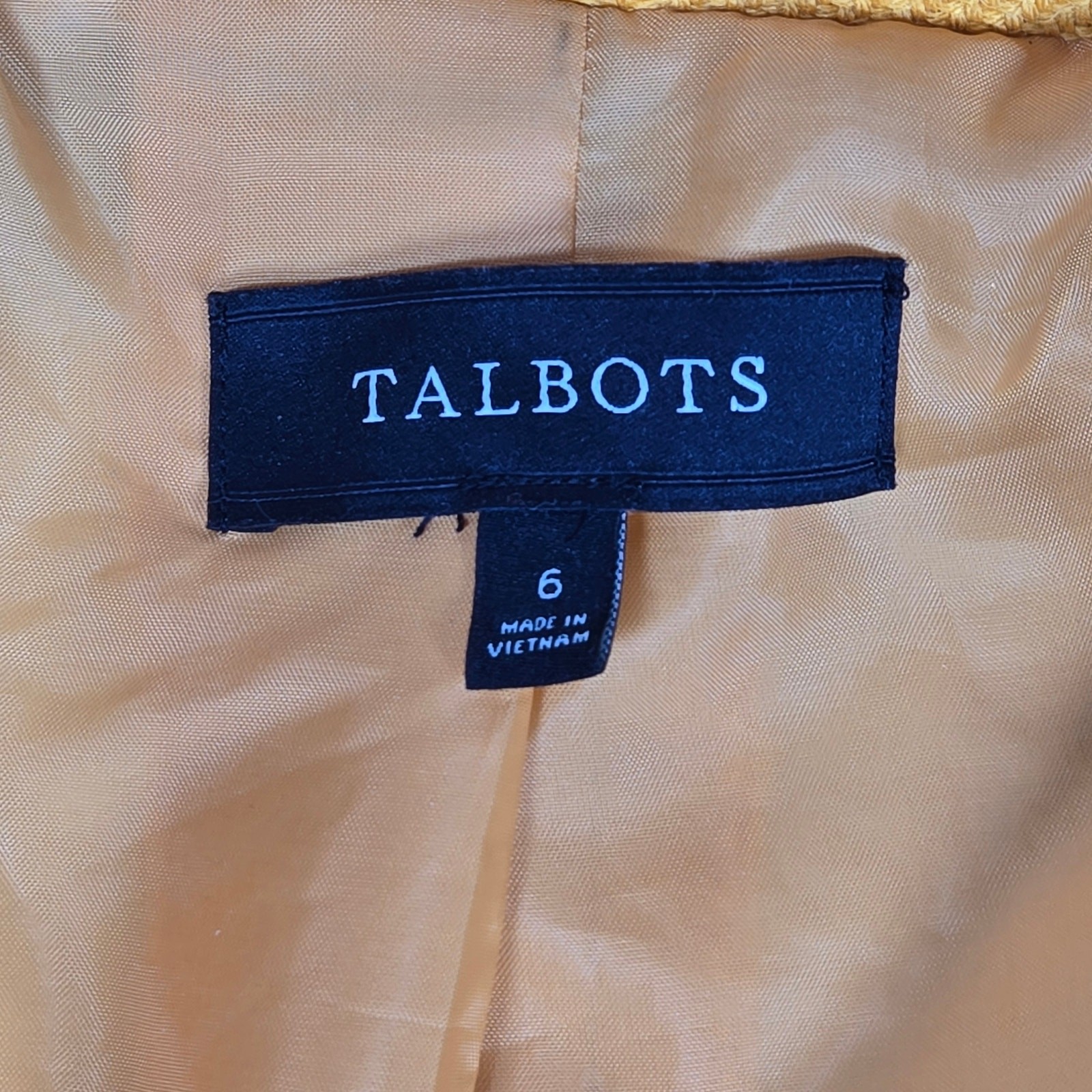 Talbots Womens Mustard Yellow Wool Blend Blazer Jacket Size 6