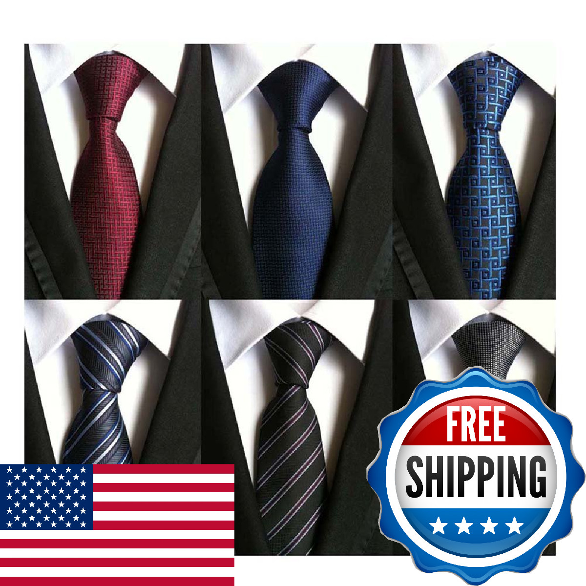 WeiShang 6-Pack Classic Men’s Jacquard Woven Neckties – High Quality