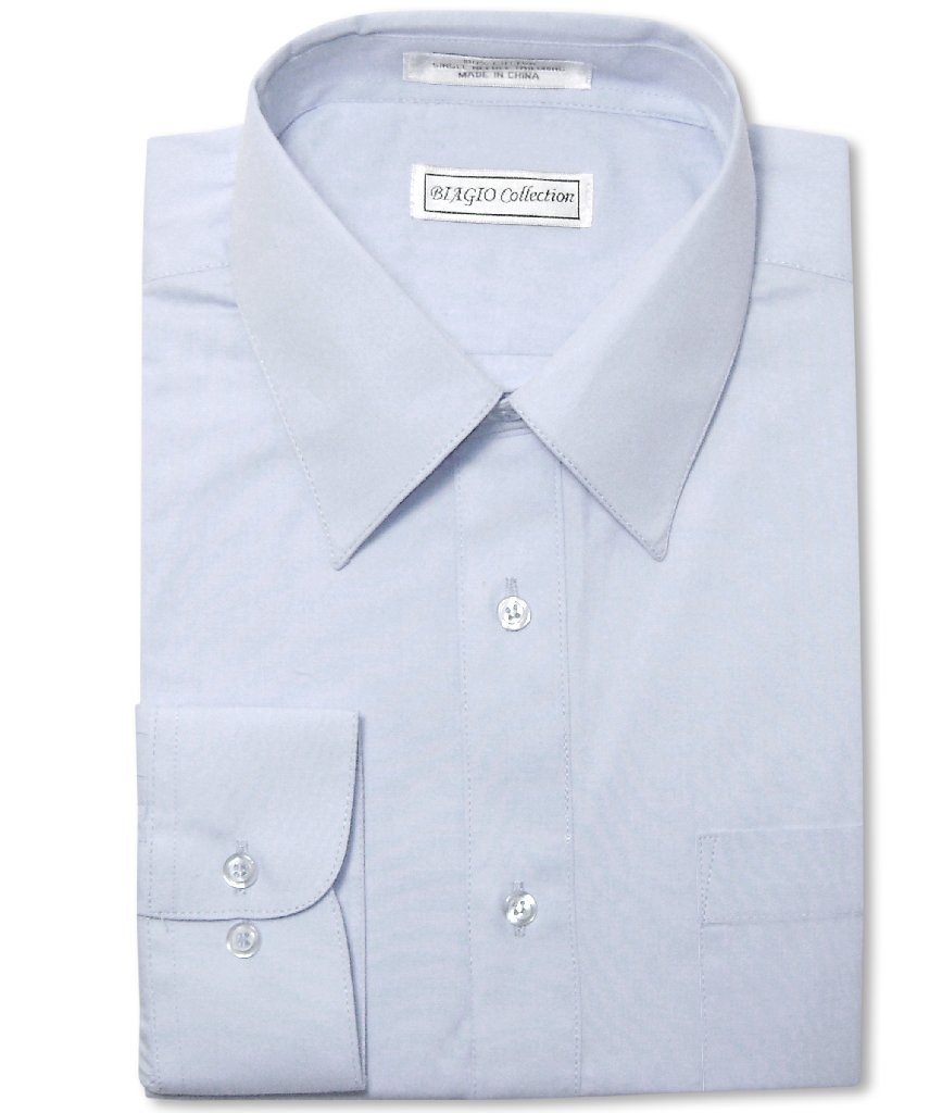 Biagio Mens 100% COTTON Solid POWDER BLUE Color Dress Shirt sz 19 36/37