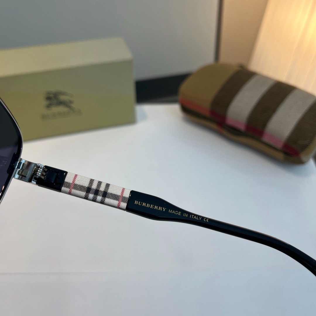Burberry BE2394 Sunglasses 64‑16‑143 Silver Frame Dark Blue Lens