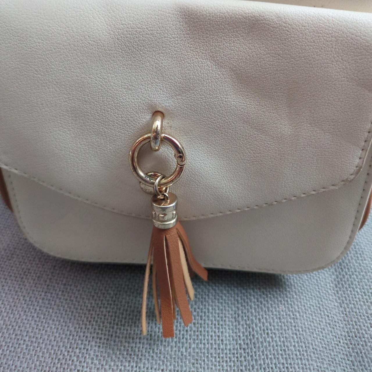 Ecosusi Beige/Brown Mini Backpack Purse w/ Tassel, Zip Closure, Pockets