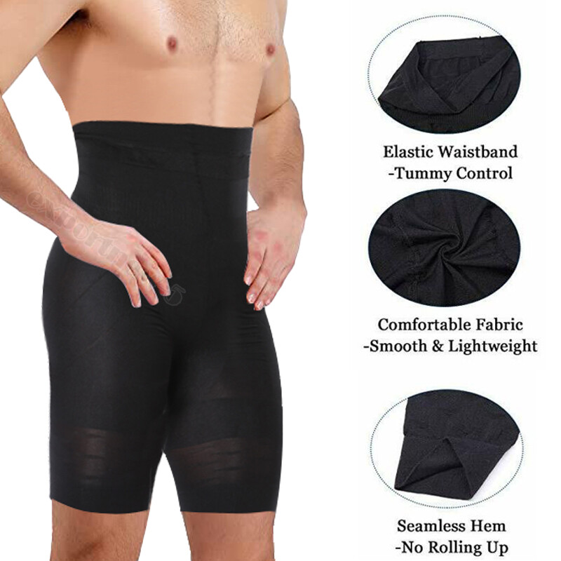 Mens Compression High Waist Slimming Shorts Tummy Control Body Shaper Pants
