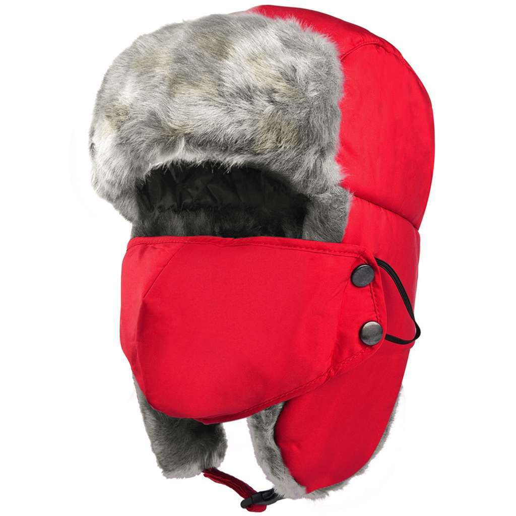Men Winter Ear Flap Trapper Hat Face Mask Fur thermal Warm Snow Ski Cap Women