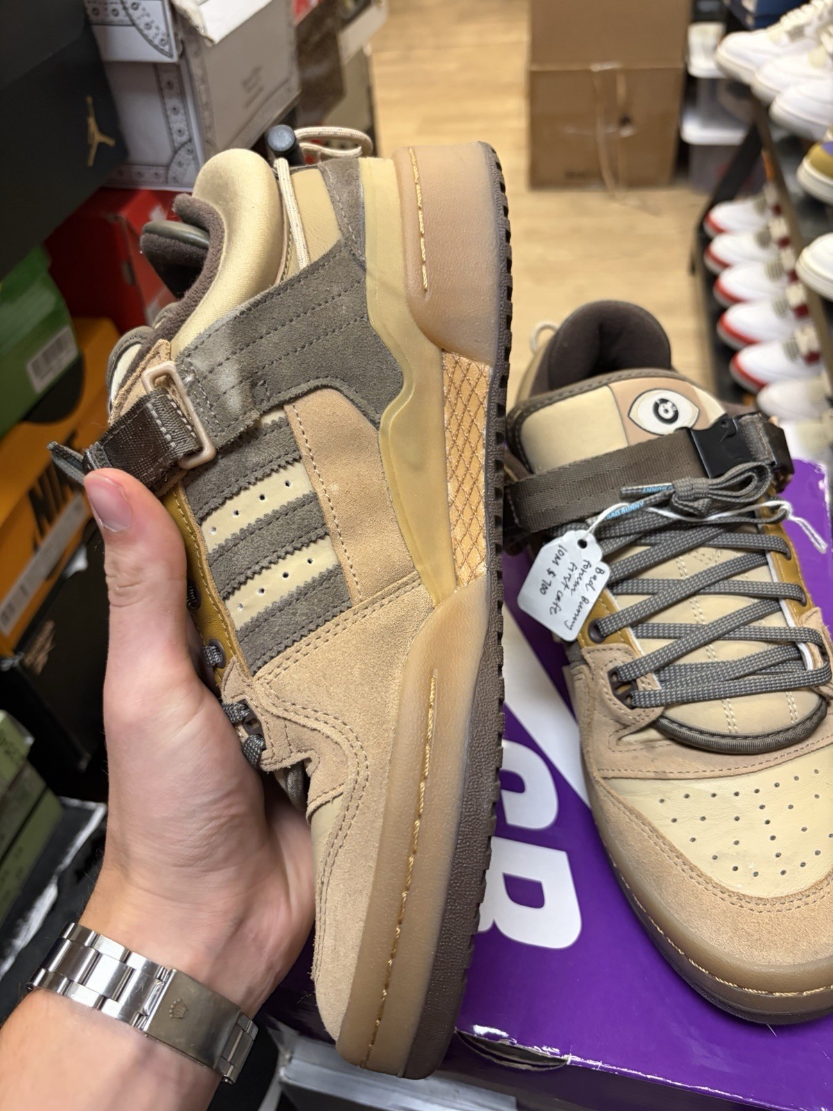 Size 10 – Bad Bunny x adidas Forum Buckle Low The First Cafe USED NO BOX