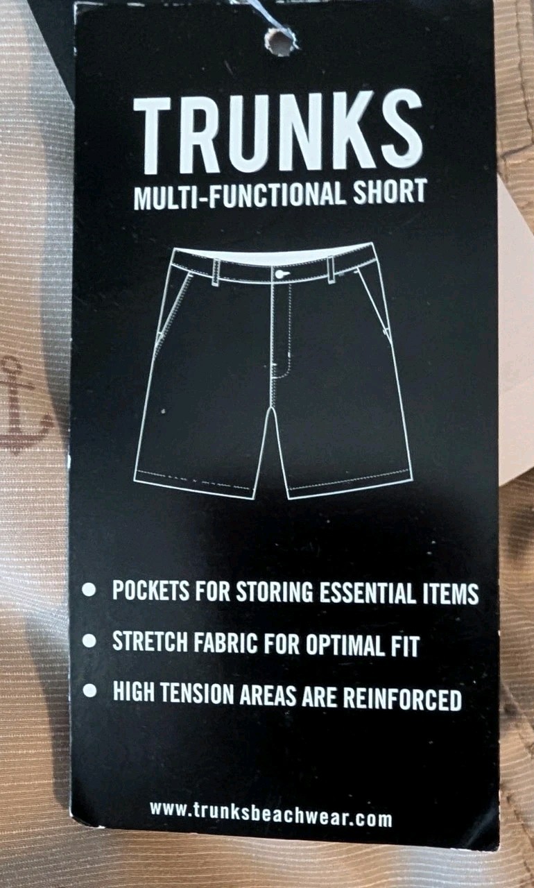 NWT Trunks Multi Functional Shorts Size W 30 Men’s With Pockets Quick Dry