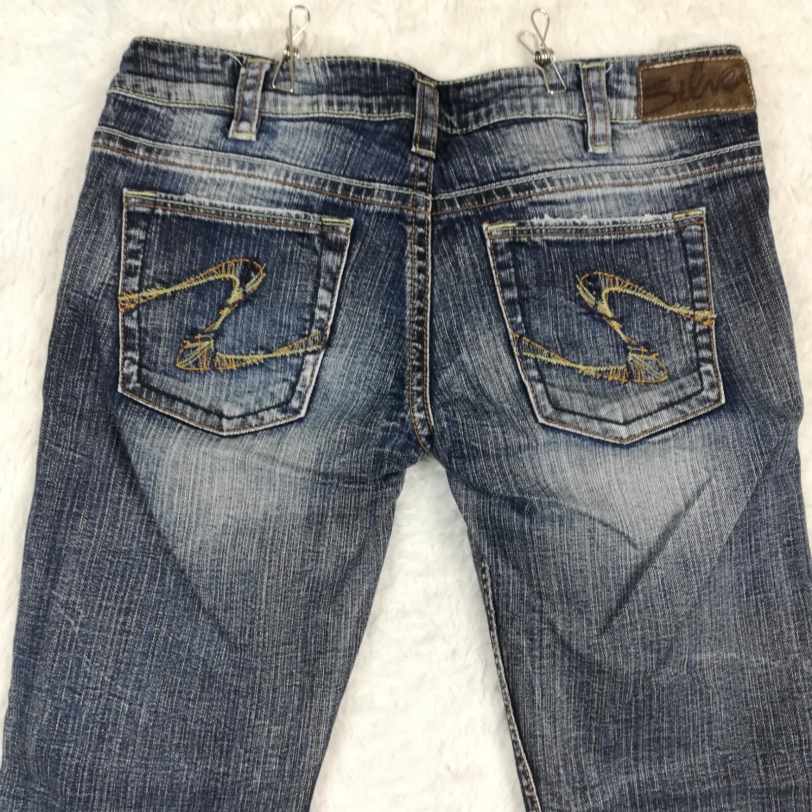 Silver Jeans Womens Twisted Flare Boot Cut Denim Blue Stone Wash Short 30