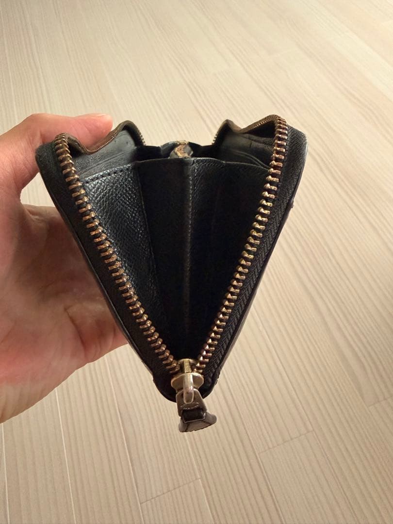 COACH Long Wallet Black Crocodile Embossed Round Zipper