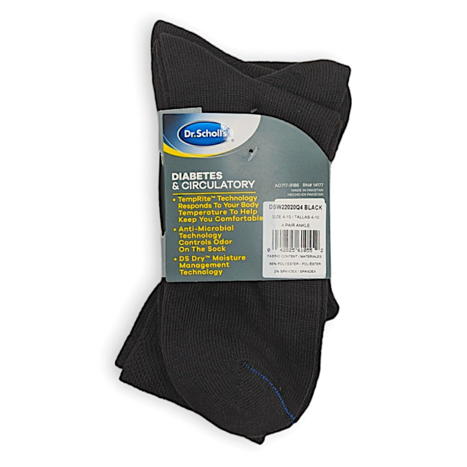 Women’s Diabetic Socks Ankle Lightweight Moisture Wicking Medium Black