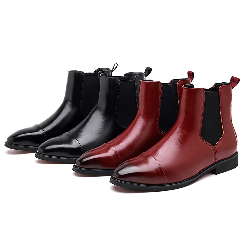 Men’s Faux Leather Pointed Toe Pull On Chelsea Ankle Shoes Boots Party Shoes New