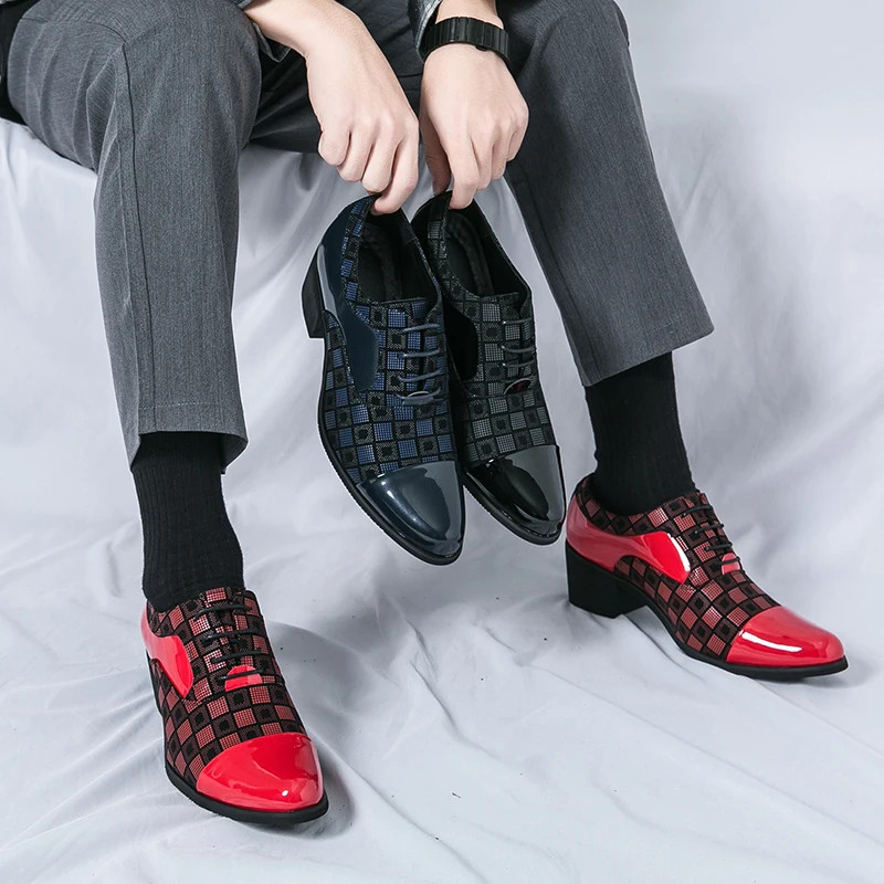 With 6 Cm Heel Extra Height Business Formal Pointed Leather Shoes for Men