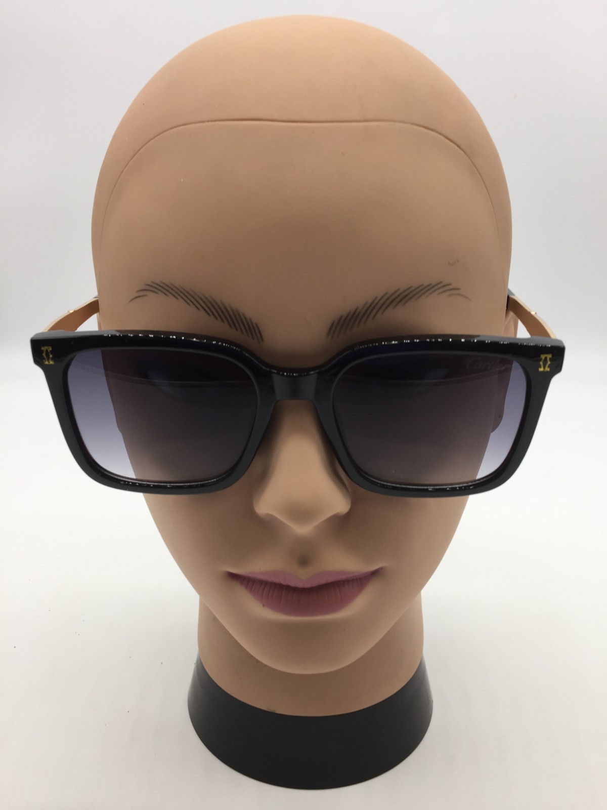Cartier Black Full Rim Frame Designer Sunglasses 50-20-140 Grey Lenses