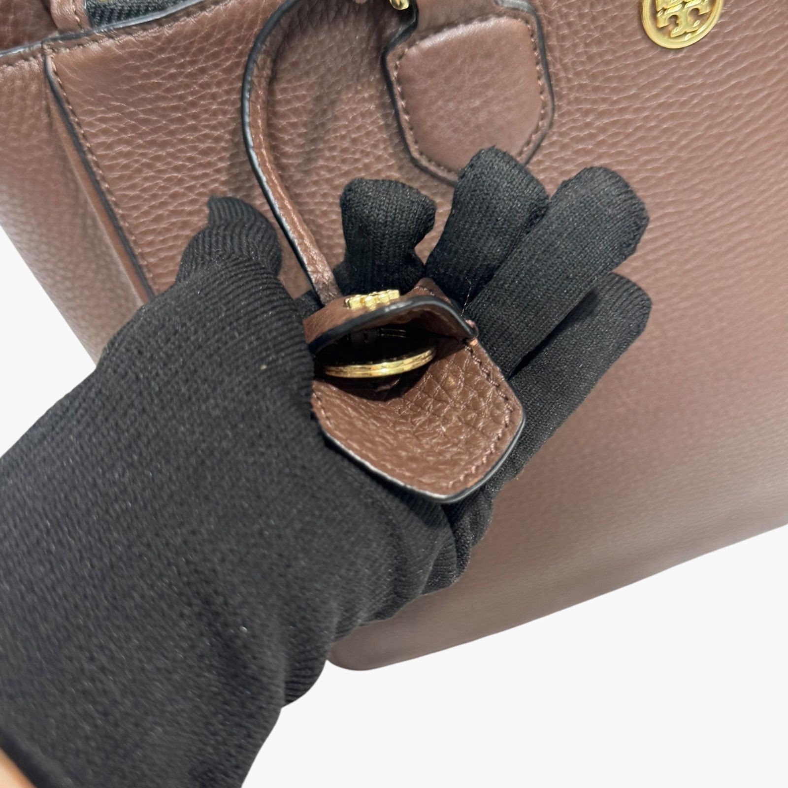 TORY BURCH Tory Burch Robinson 2WAY leather tote bag shoulder bag dark brown A4