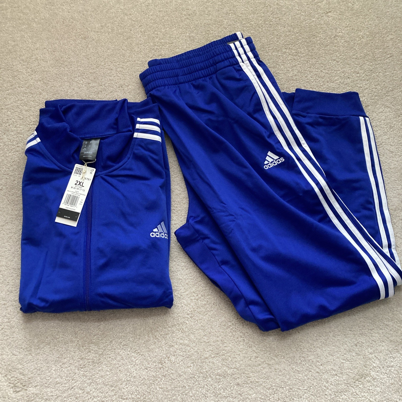Adidas Men’s Blue Tracksuit Jacket Pant 2XL New Full Suit