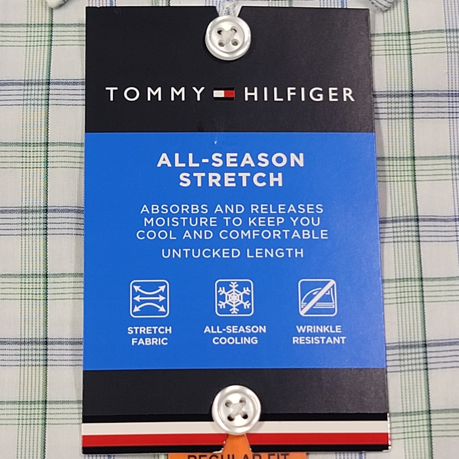 Tommy Hilfiger Shirt Men 2XL White Plaid Regular Fit All Season Stretch NWT