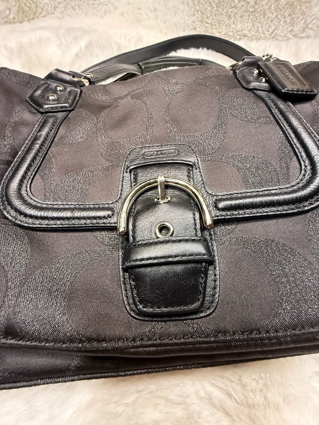 Coach Mia Signature Sateen C Convertible Shoulder Bag in Black
