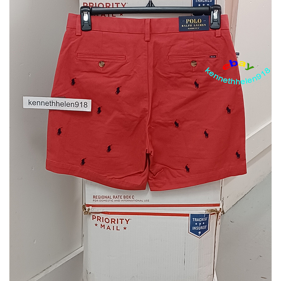 POLO RALPH LAUREN ALLOVER PONY STRETCH CLASSIC FIT 6” SHORTS SIZE 30,32,33,34,36