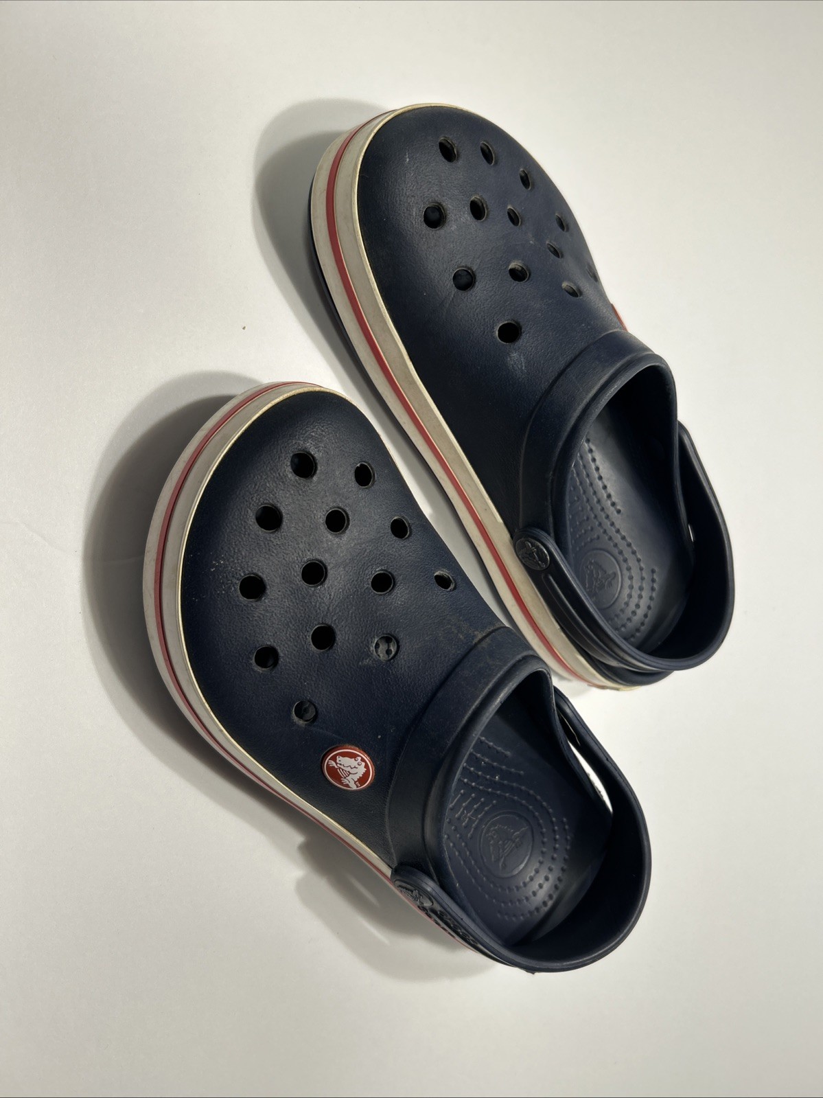 Crocs Crocband Navy, White, Red Clogs – Size M 4 / W 6